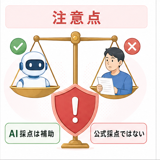 AI採点は補助で公式採点ではないというUGUIS.AI利用時の注意点の図解