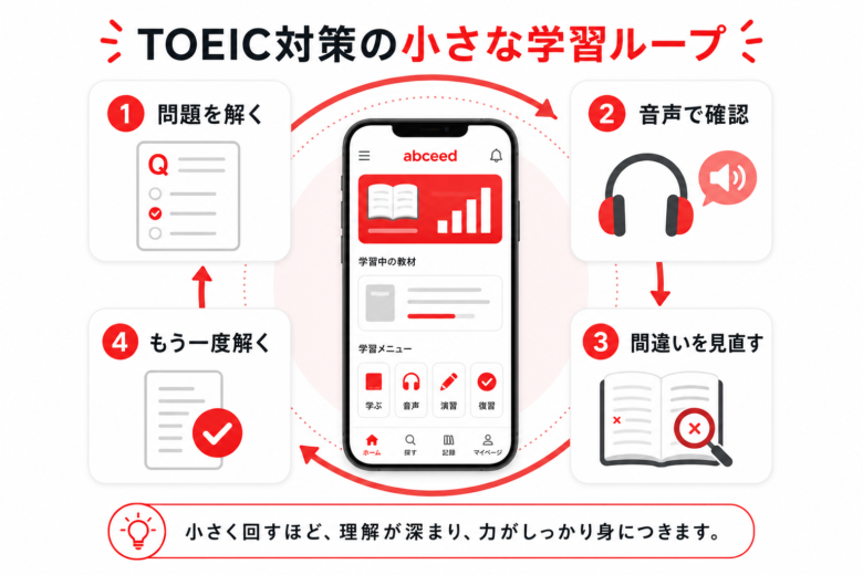 abceedで金のフレーズとPart5対策をつなげる単語学習図解