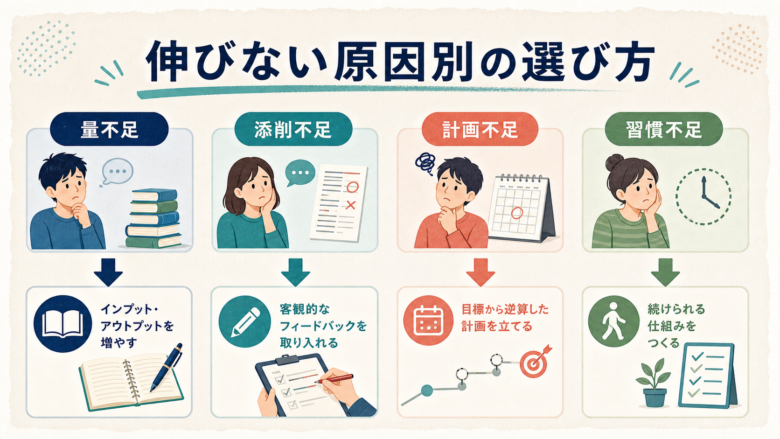 伸びない原因別の選び方