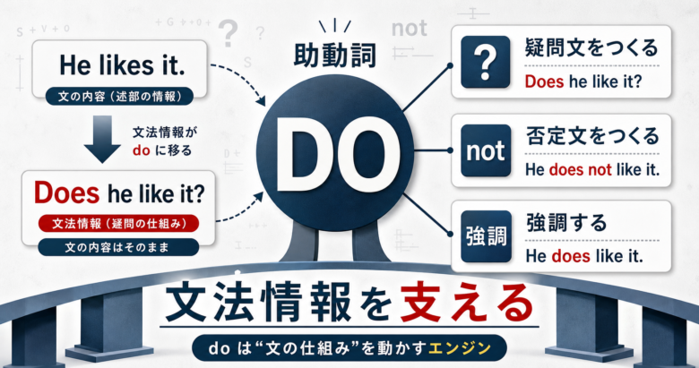 doが疑問文・否定文・強調で文法情報を支えることを示すサムネイル