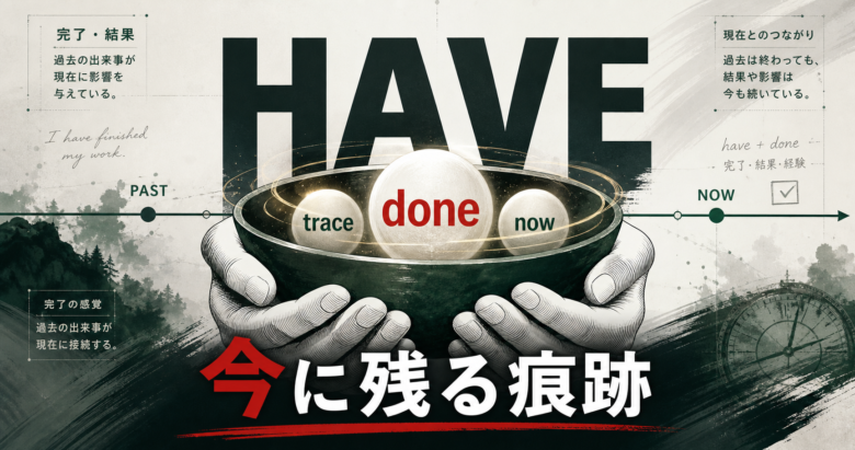 haveが完了形を作る理由を現在が過去の結果を抱える比喩で示すサムネイル