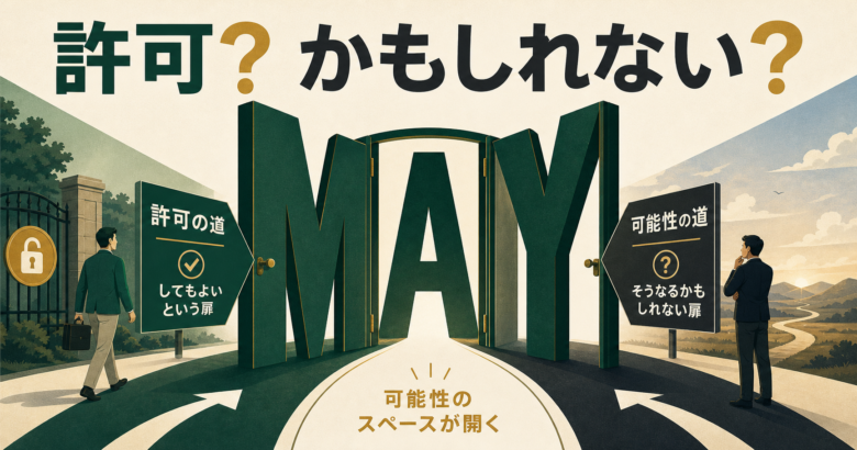 mayが許可と可能性の2方向へ広がることを示したサムネイル