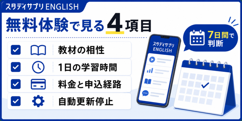 スタディサプリENGLISHの無料体験チェックリスト