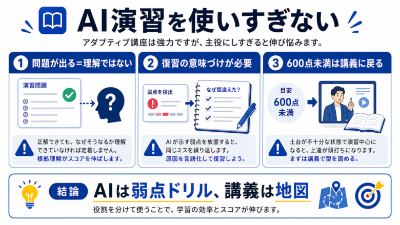スタディサプリTOEICでAI演習を使いすぎない注意点