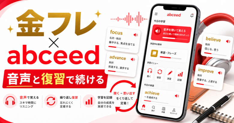 abceedで金のフレーズを使うポイントを解説する赤系ブランドカラーの記事サムネイル