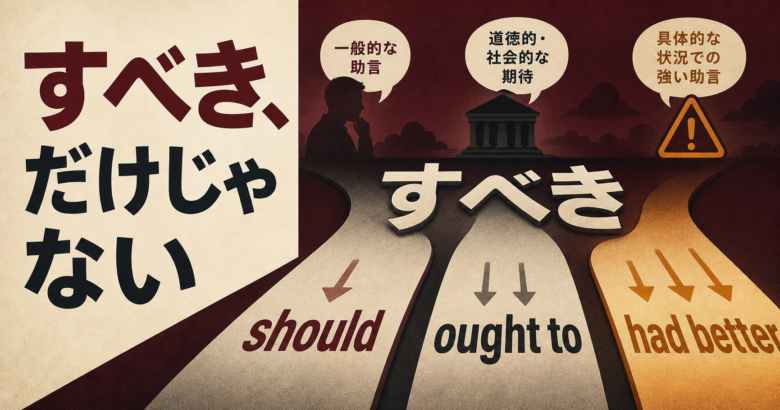 should、ought to、had betterの違いを『すべき』の分岐で示すサムネイル