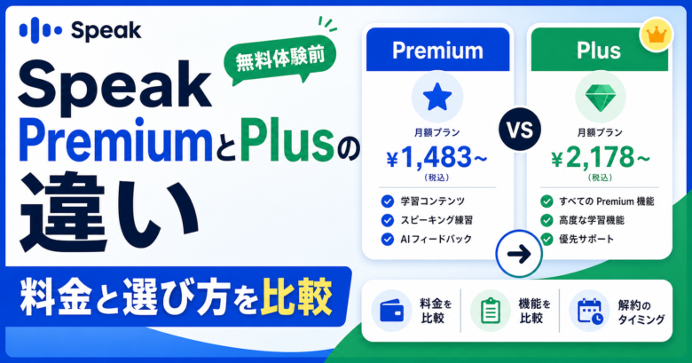 Speak PremiumとPremium Plusの違いと料金を比較する記事サムネイル