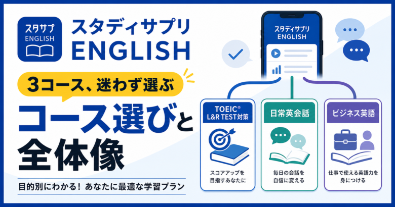 スタディサプリENGLISHの評判と料金、3コース選びを示すサムネイル