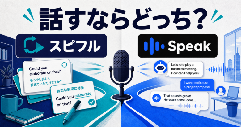 スピフルとSpeakをAI英会話とビジネス英語の目的で比較する記事サムネイル