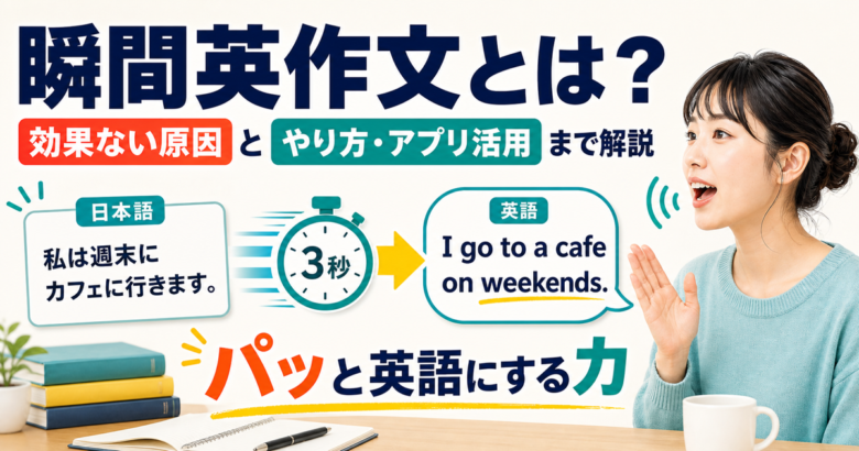 瞬間英作文とは何かを日本語から英語へすばやく変える流れで示すサムネイル