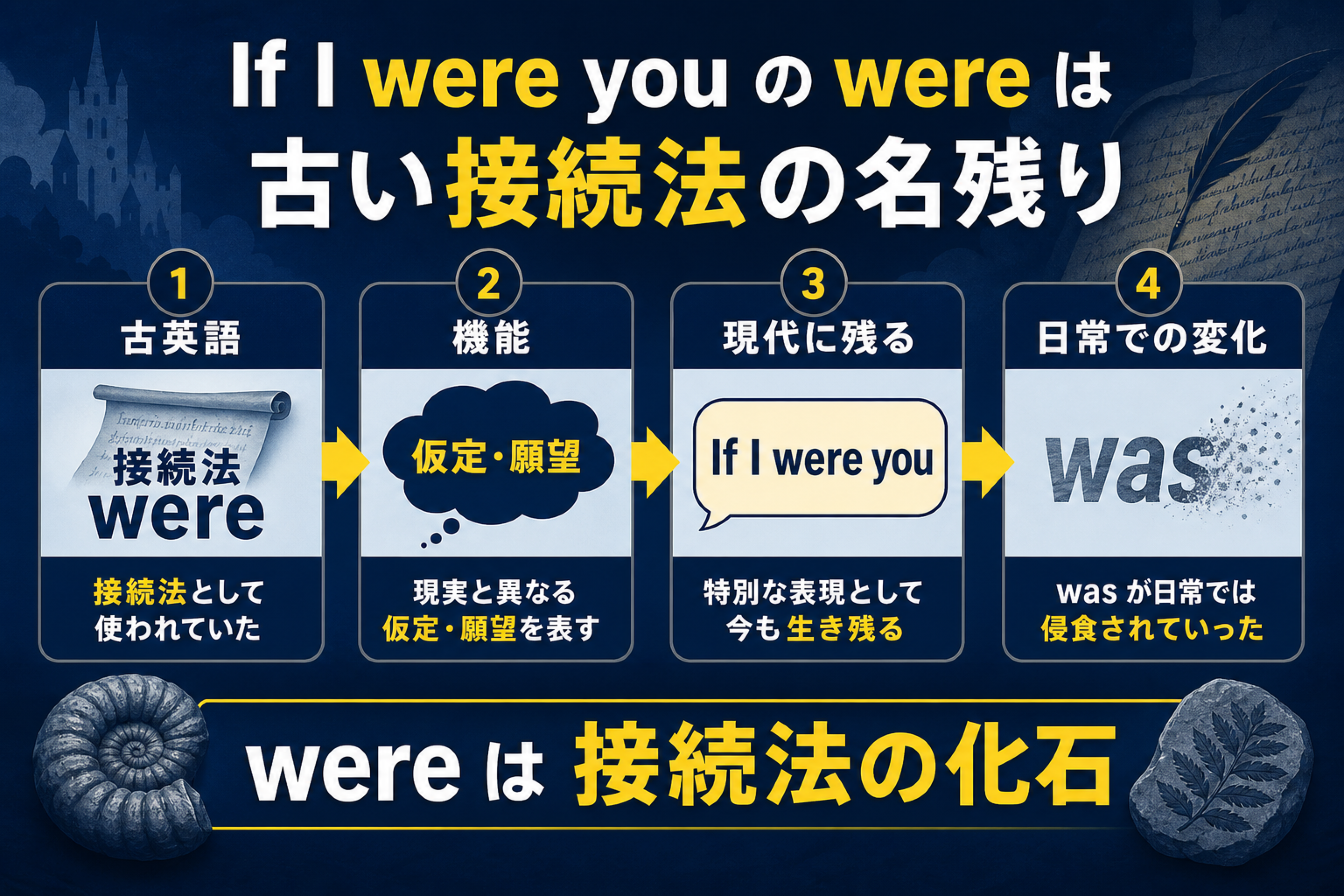 were が仮定法に残った歴史的な理由を整理する図