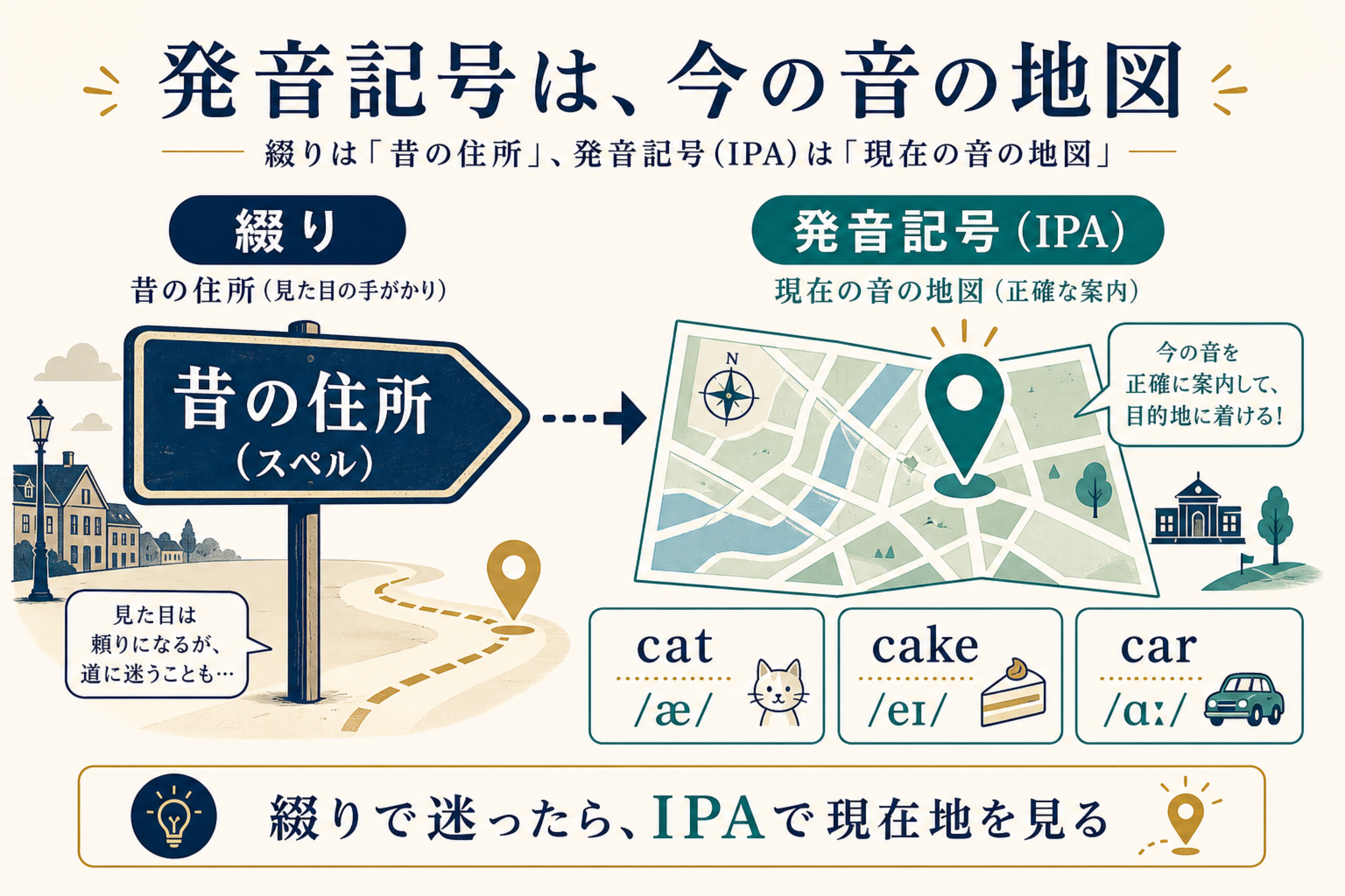 発音記号が今の音の地図であることを示す図