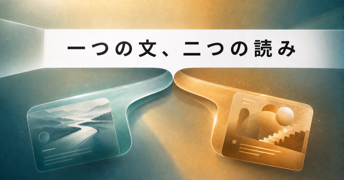 一文から二つの読みが分かれるスコープ曖昧性のイメージ