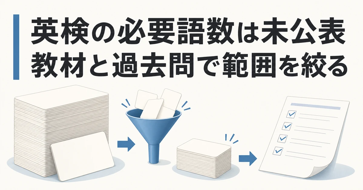 英検の必要語数は未公表で、教材と過去問から復習範囲を絞ると示すサムネイル