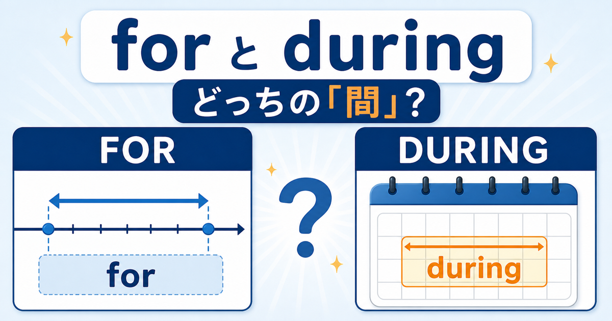 forとduringの違いを時間の長さと出来事の中で対比したサムネイル