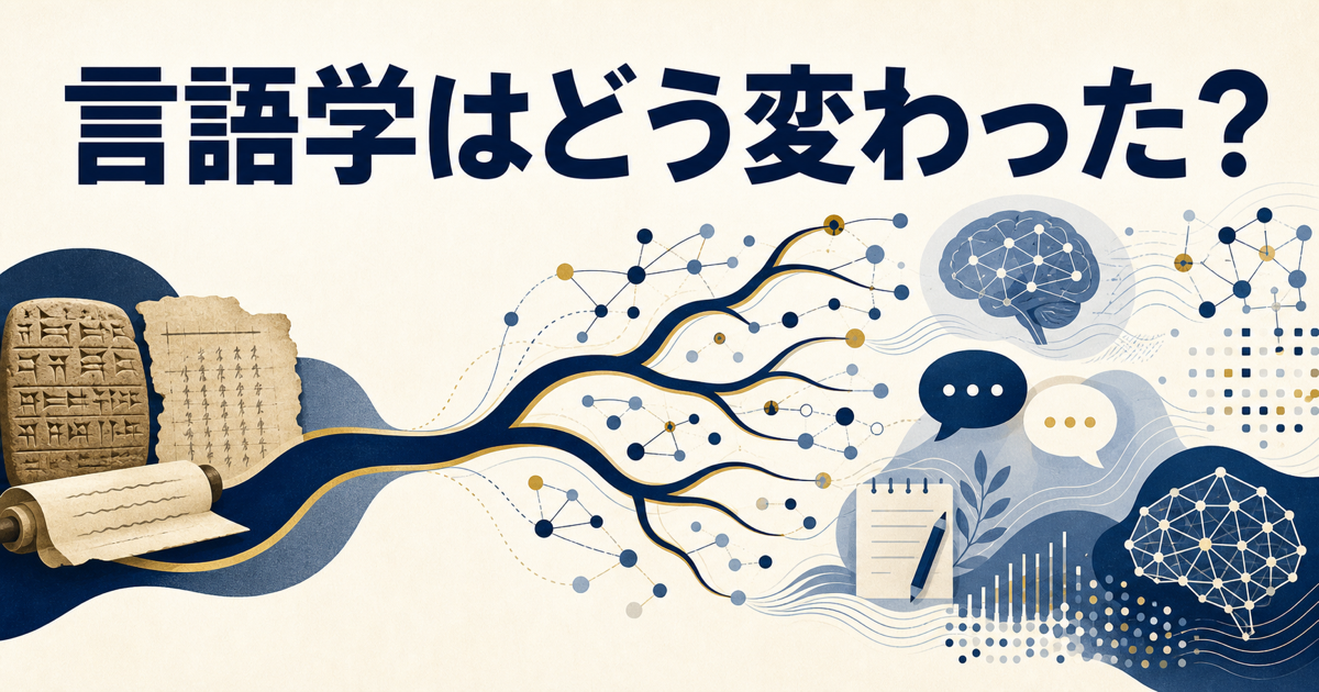古代の文法研究から脳・会話・データへ枝分かれする言語学史のサムネイル