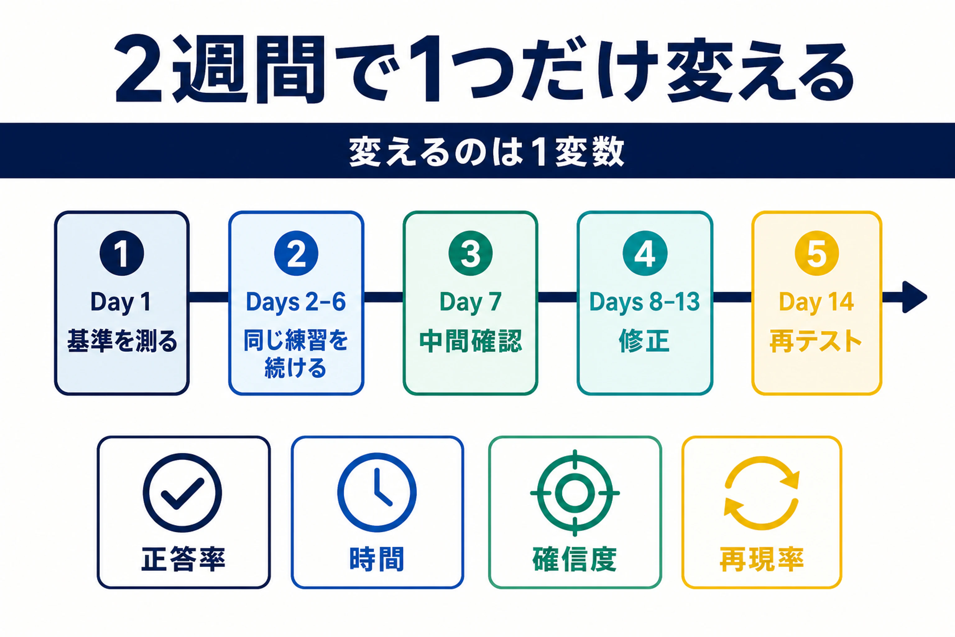 TOEFLのスコア停滞を2週間で一つの変数だけ変えて検証するロードマップ