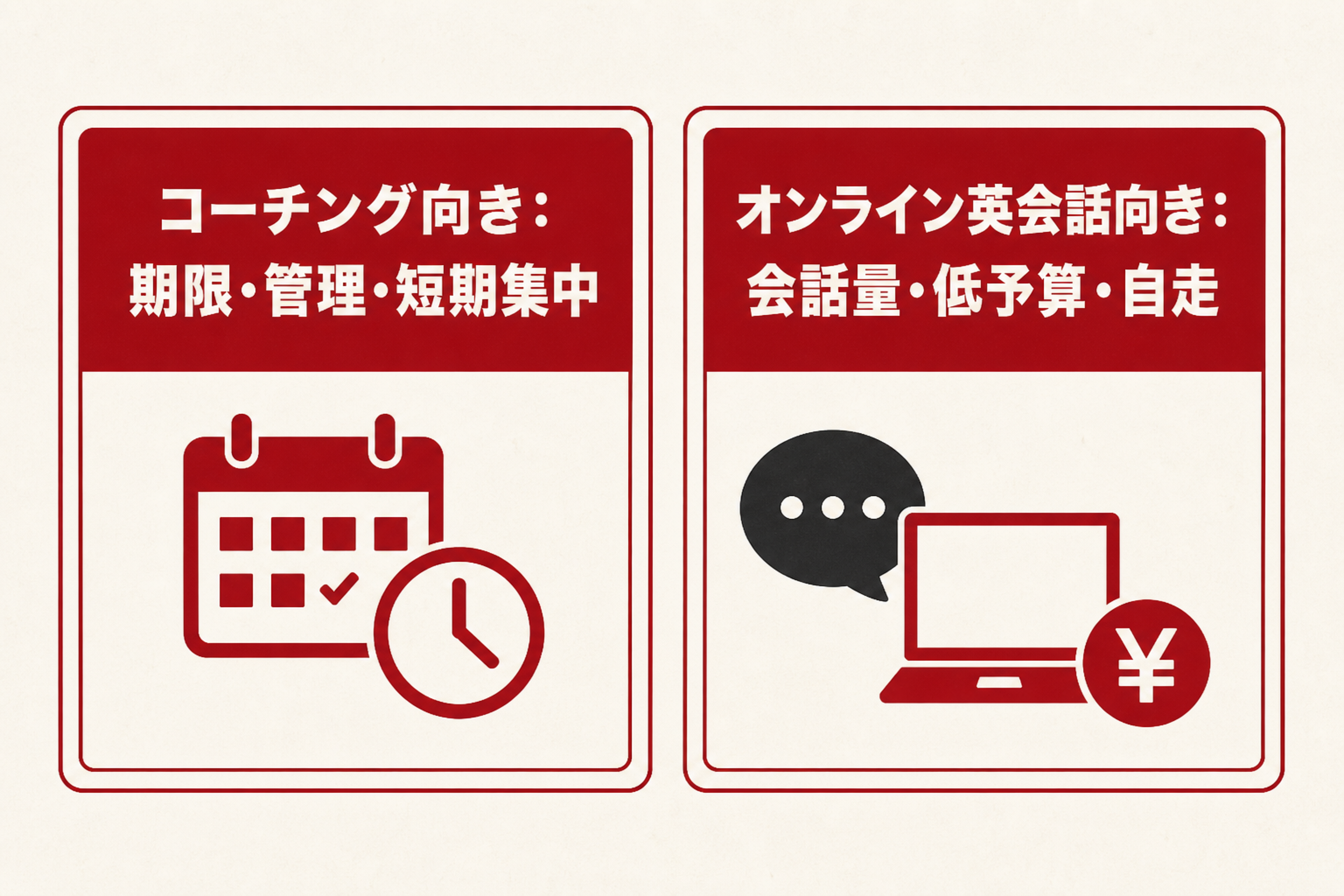 通学とオンラインの向き不向きを比べる図
