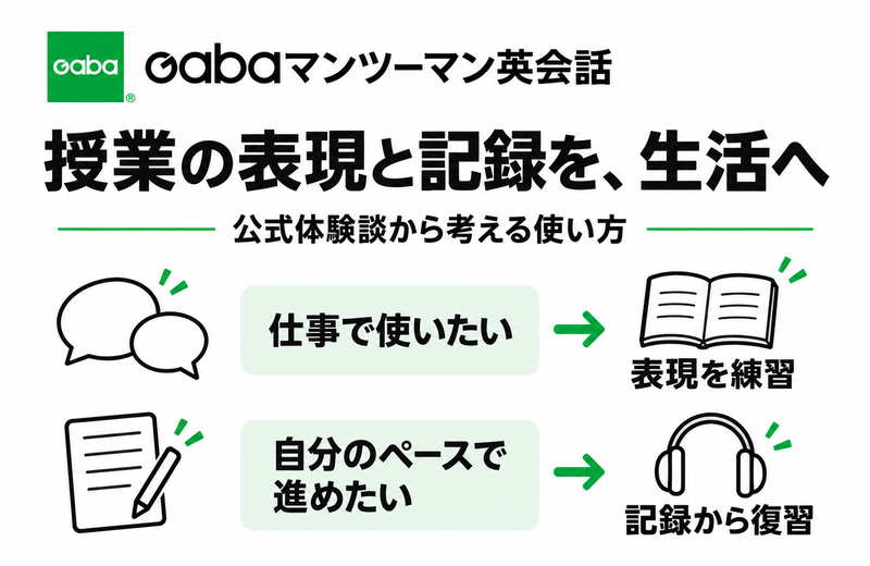 Gabaの公式体験談から考える仕事の表現練習と記録の復習