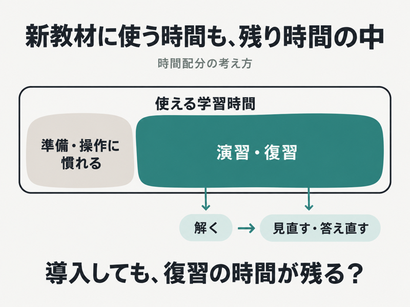 TOEFL直前に新教材を始める準備時間と演習・復習時間の関係