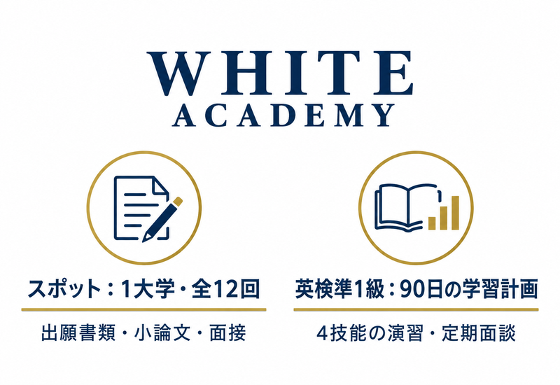 スポット全12回と英検準1級90日計画の支援範囲