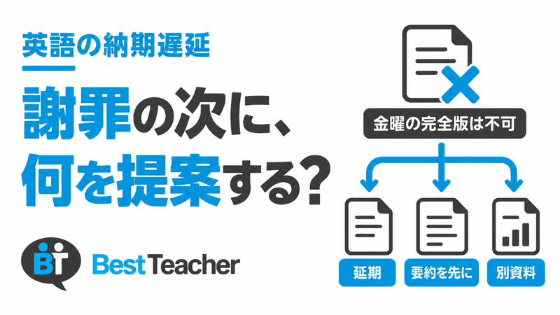 金曜の完全版納品ができないとき、延期・要約先行・別資料から提案を考える。