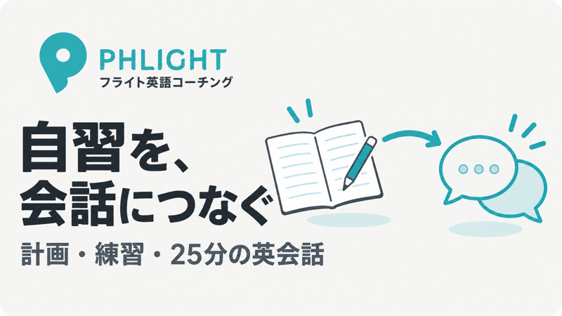 フライト英語コーチングで計画と日々の練習を25分の英会話につなぐイメージ